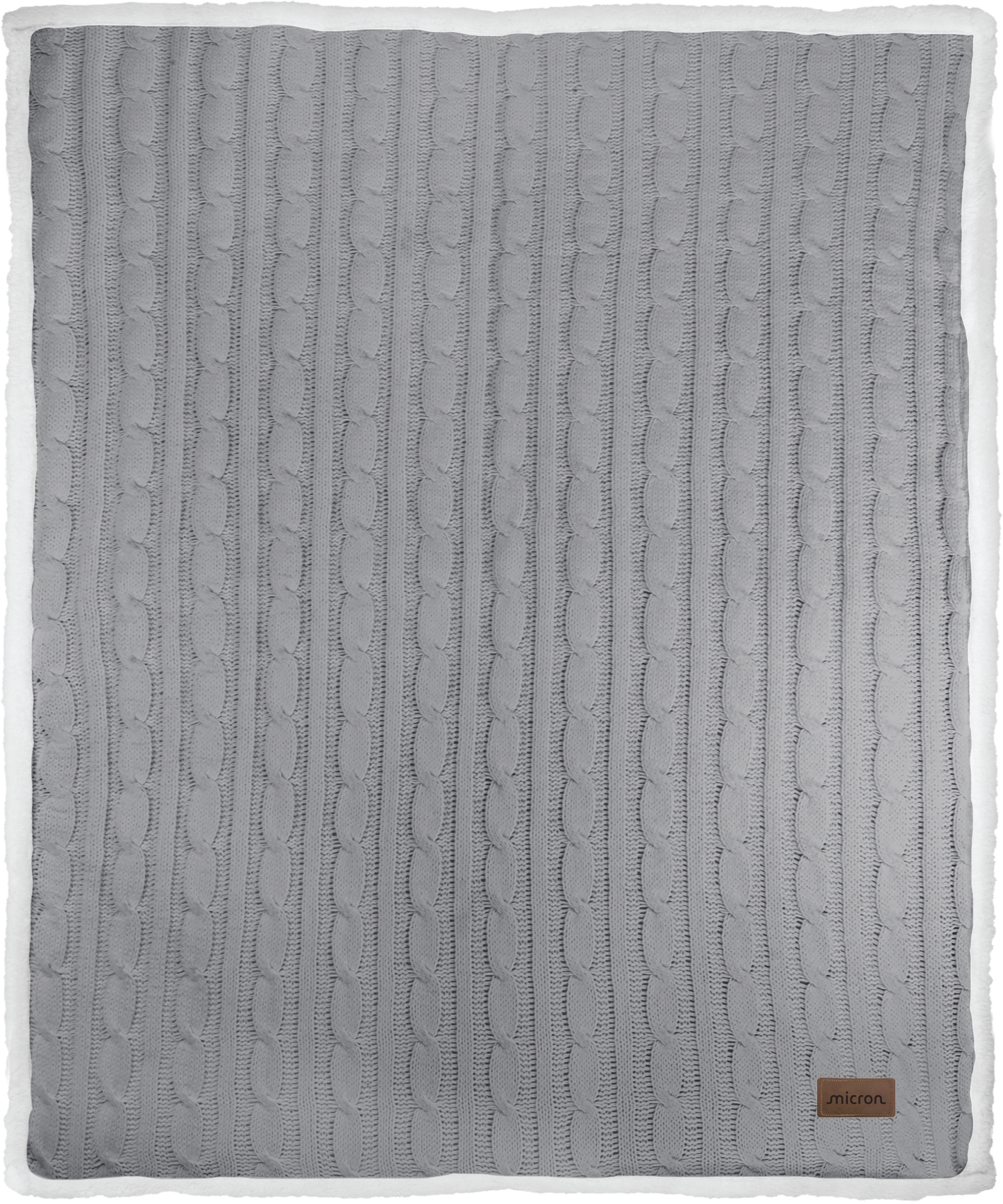 Cable Knit Chenille Throw w/ Leather Patch