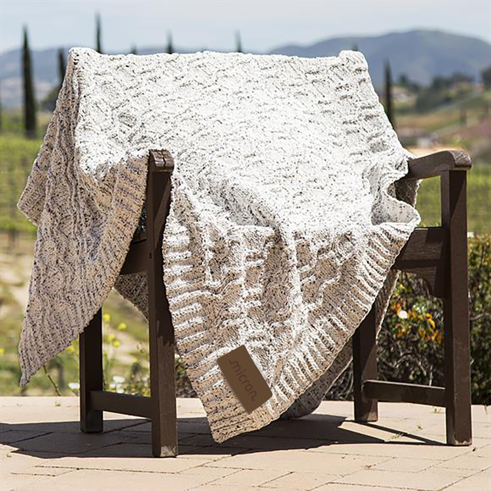 Chenille Blanket with Leather Patch